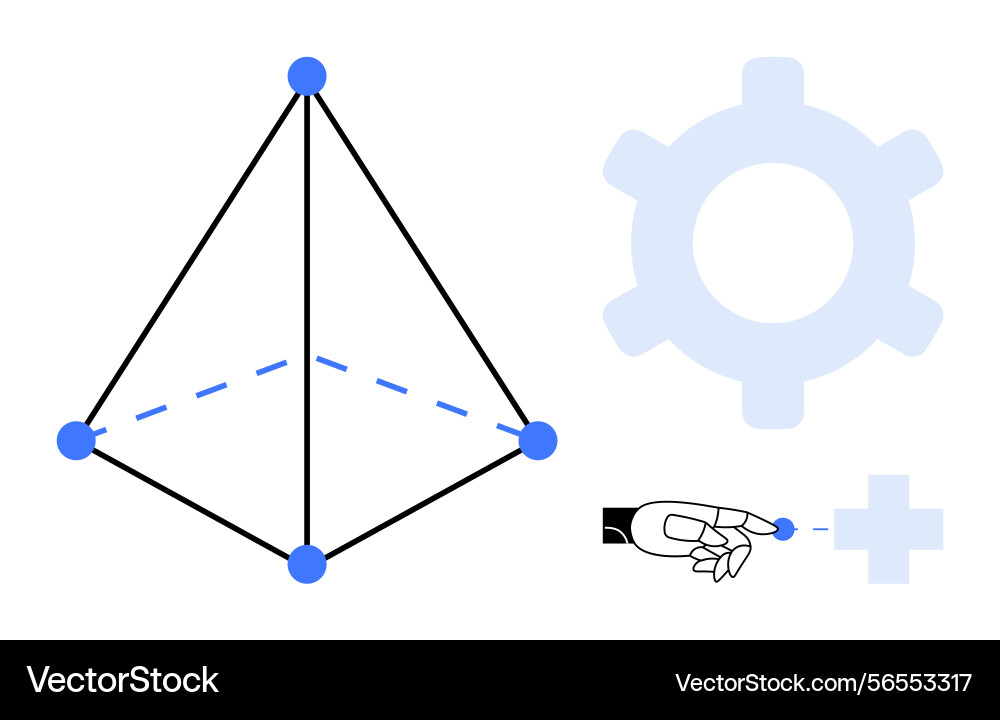 Geometric 3d model with robotic interaction Geometric 3d model with robotic interaction vector image
