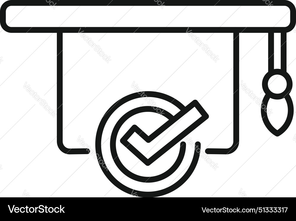Graduation cap icon with check mark Royalty Free Vector
