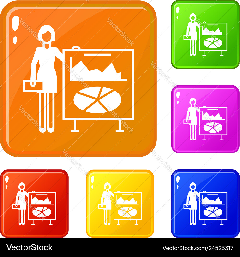 Graph board icons set color Graph board icons set color vector image