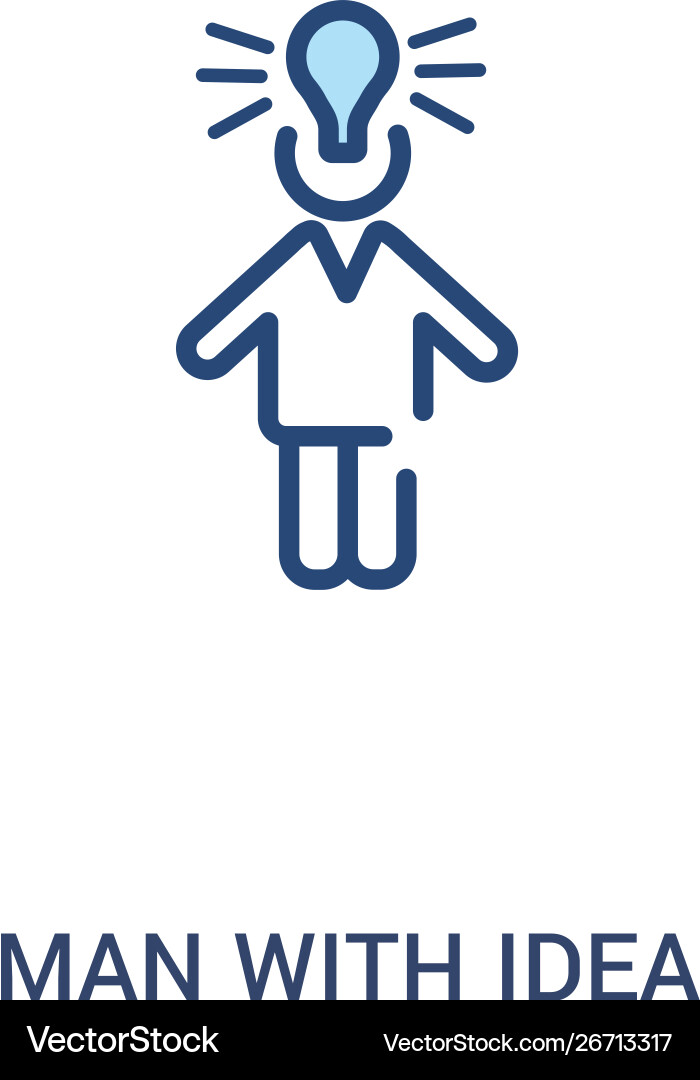 Man with idea concept 2 colored icon simple line Man with idea concept 2 colored icon simple line Vector Image