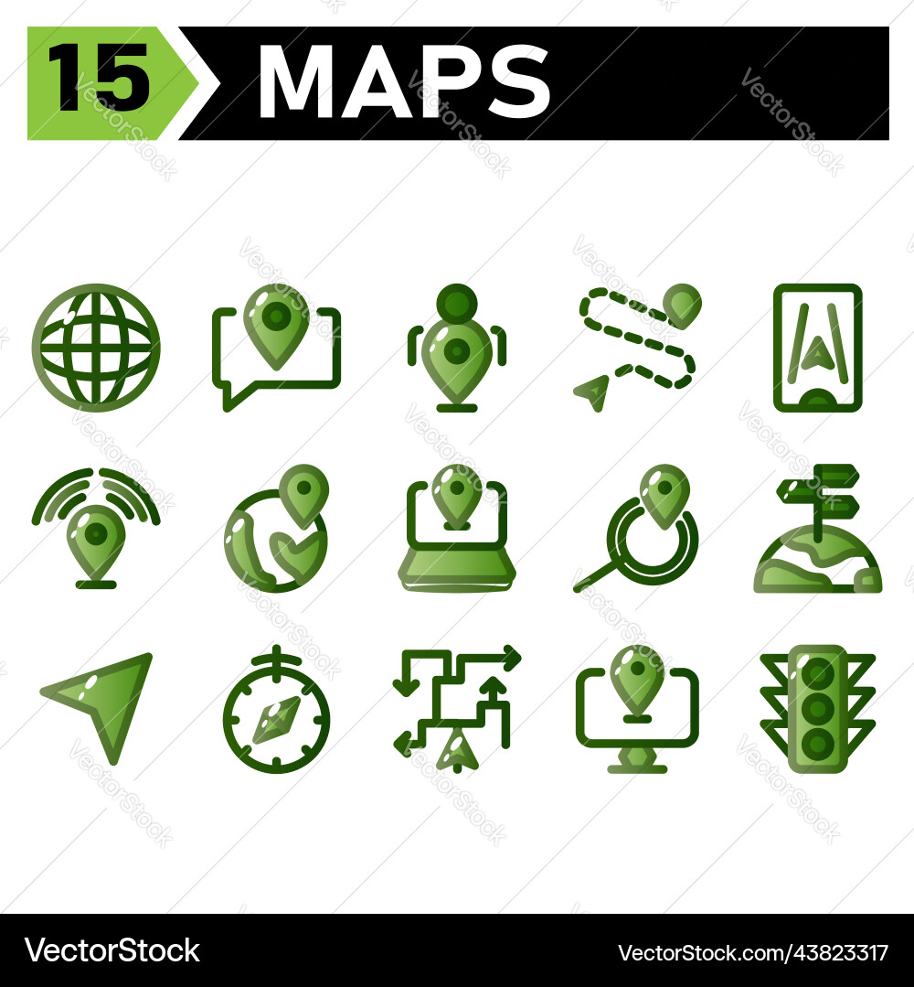 Maps and navigation icon include globe world vector image