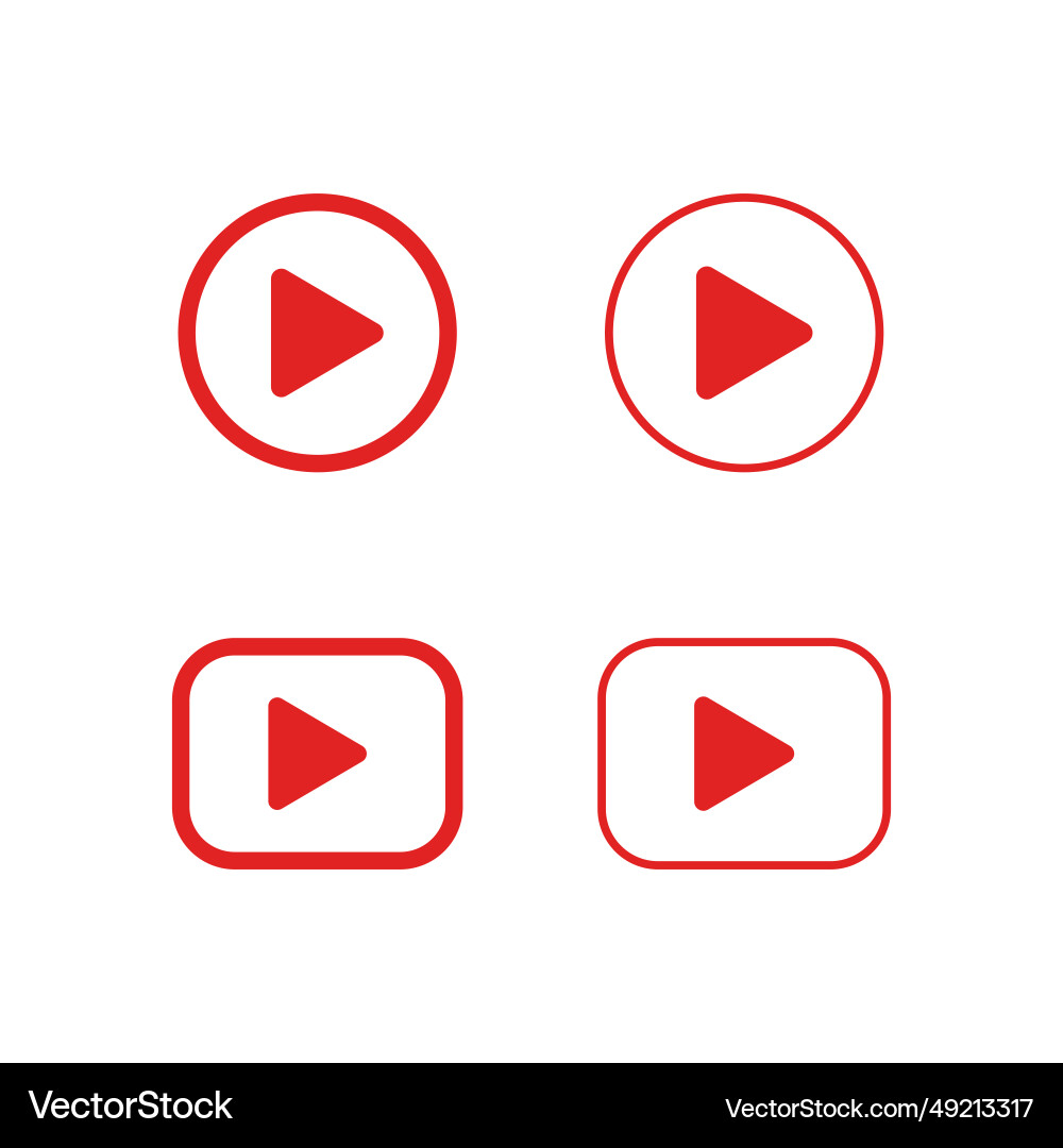 Media player icons and play button icon set Media player icons and play button icon set vector image