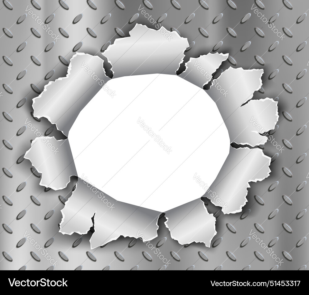 Metal round hole with ragged edges Vector Image