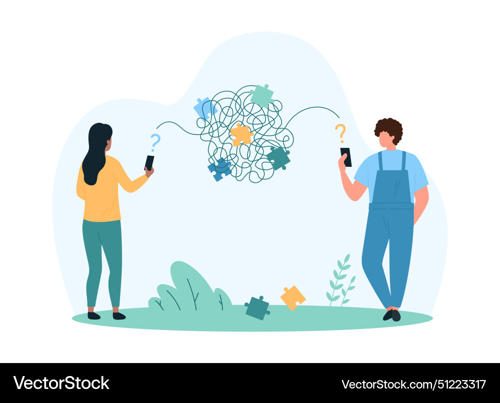Misunderstanding barrier in online communication Misunderstanding barrier in online communication vector image