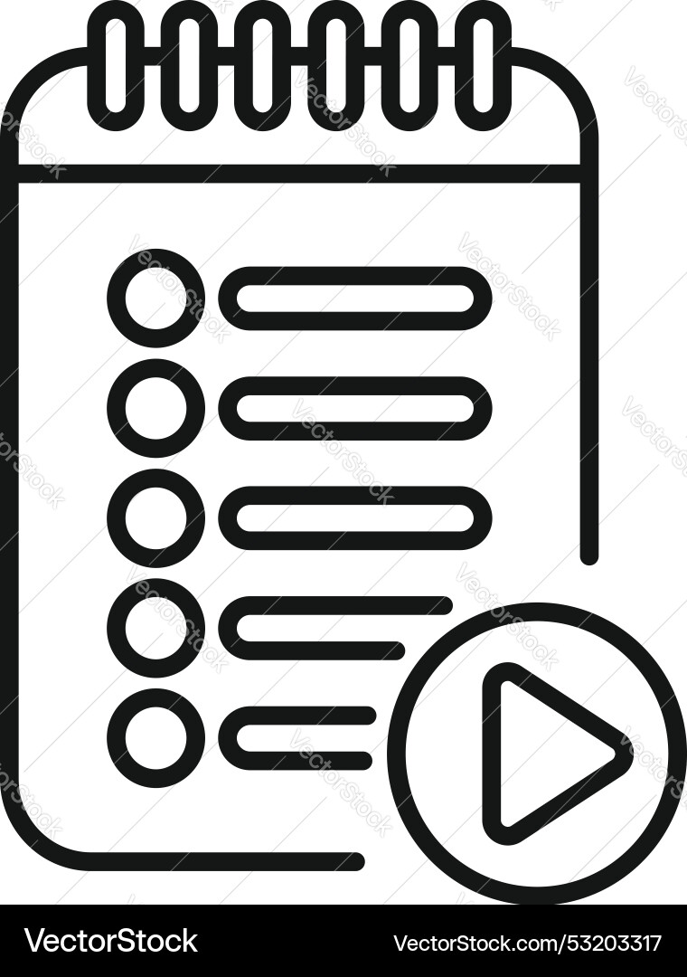 Notepad with play button showing audio recording Notepad with play button showing audio recording vector image