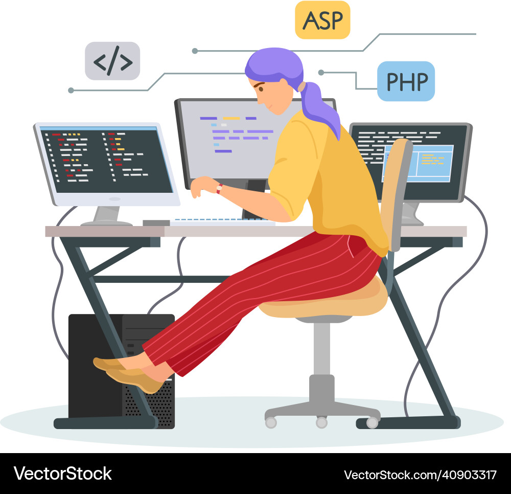 Programmer engineering and coding Programmer engineering and coding vector image