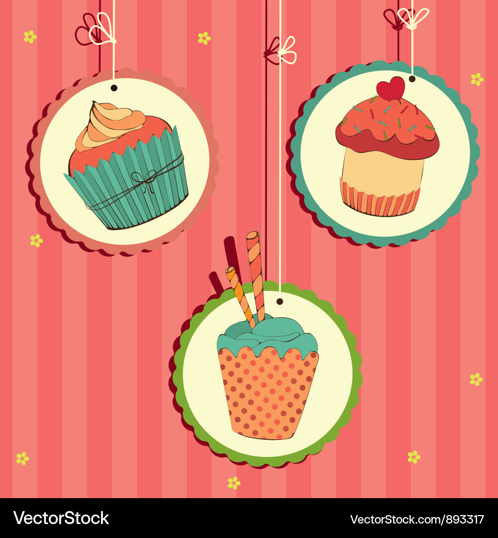 Retro Cupcakes on String vector image