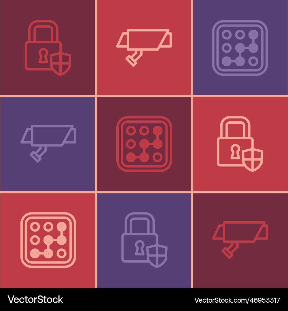 Set line shield security with lock graphic Set line shield security with lock graphic vector image