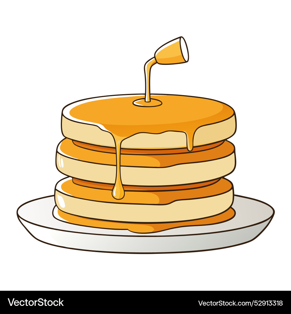 A close-up image of stack three pancakes A close-up image of stack three pancakes vector image