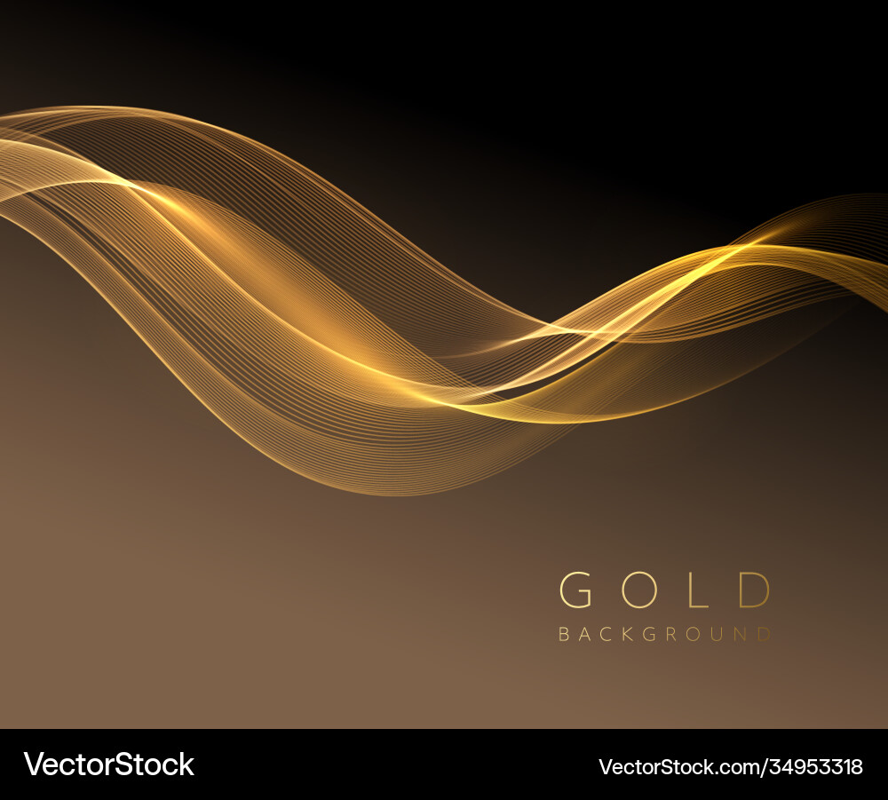 Abstract shiny golden wavy design element flow Abstract shiny golden wavy design element flow vector image