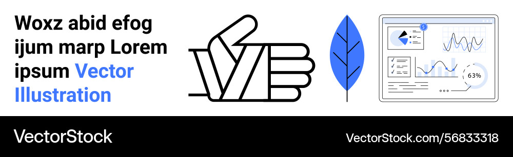 Abstract thumb gesture with analytics dashboard Vector Image
