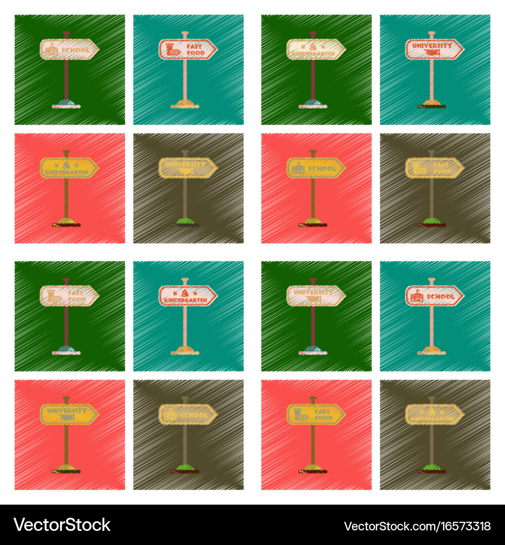 Assembly flat shading style icons university vector image