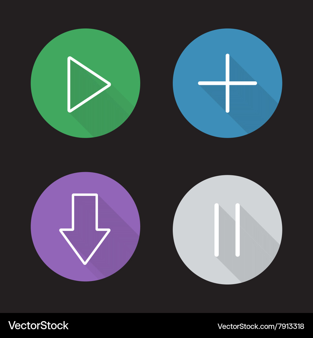 Audio player control panel flat linear icons set Vector Image