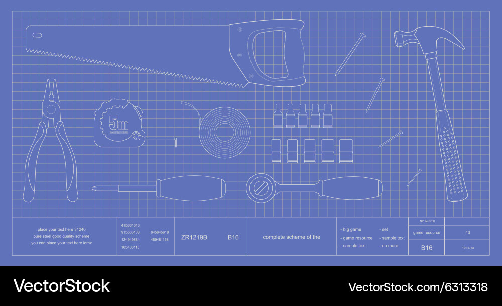 Blueprint instruments Vector Image