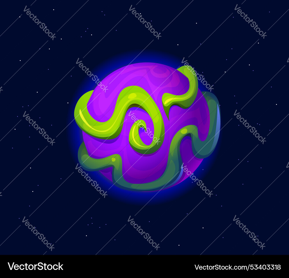Cartoon galaxy alien planet with purple surface Vector Image