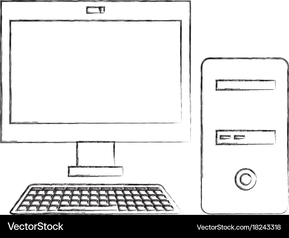 Computer desktop isolated icon Vector Image