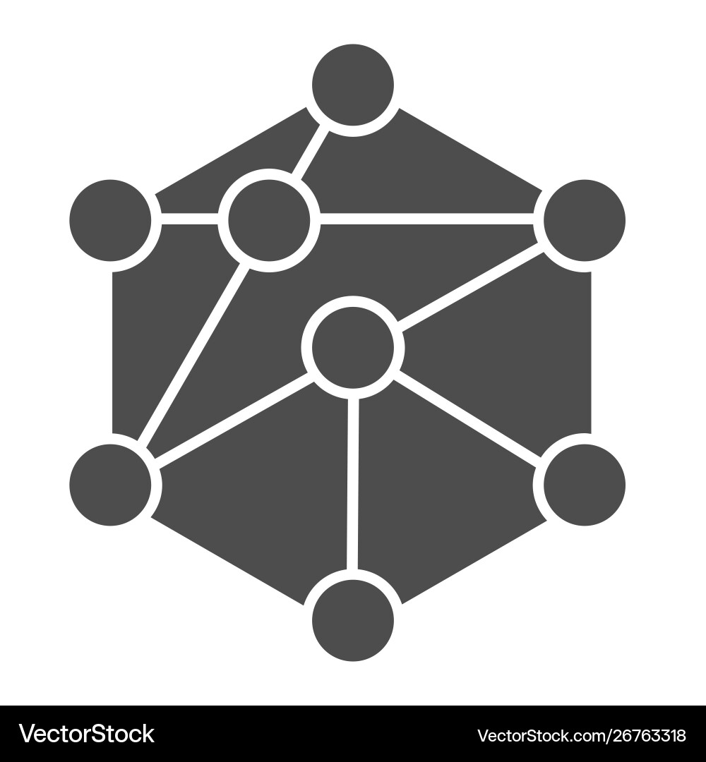 Cube network solid icon blockchain Cube network solid icon blockchain vector image