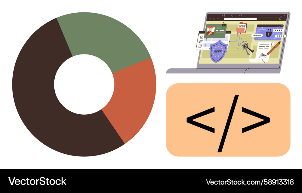 Data security and coding visualization with chart Data security and coding visualization with chart Vector Image
