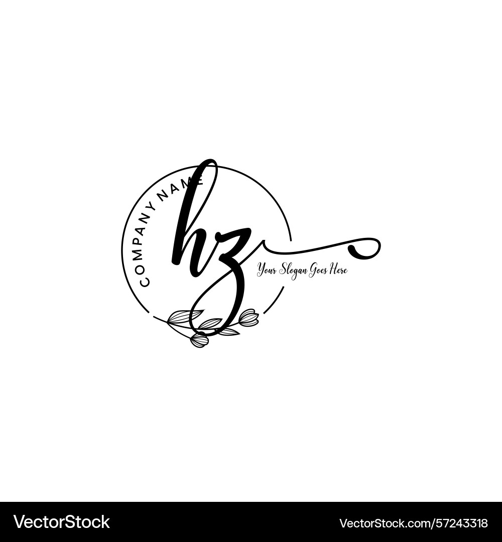 Elegant hz initial logo design with botanical Elegant hz initial logo design with botanical Vector Image