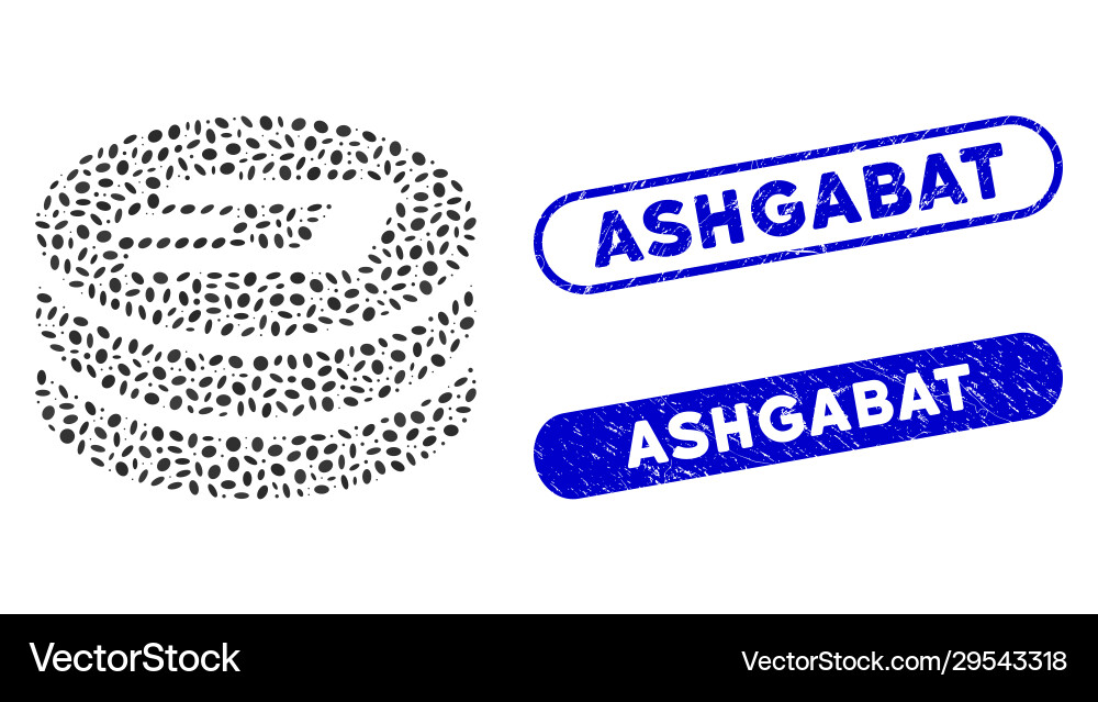 Elliptic mosaic dash coin column with distress Vector Image