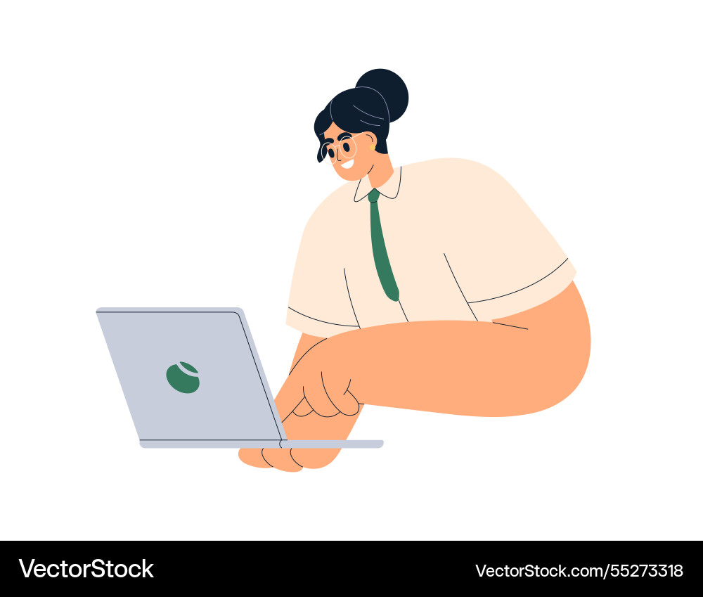 Frau arbeitet an Laptop professionelle Berater Frau arbeitet an Laptop professionelle Berater vektorbild