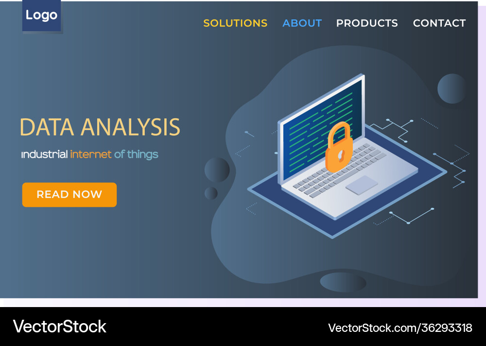 Landing page template for data analysis Landing page template for data analysis Vector Image