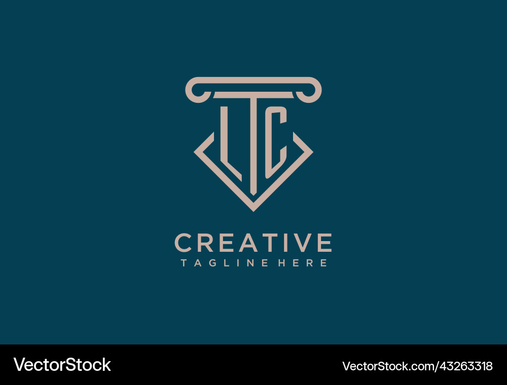 Lc initial with pillar icon design clean Vector Image