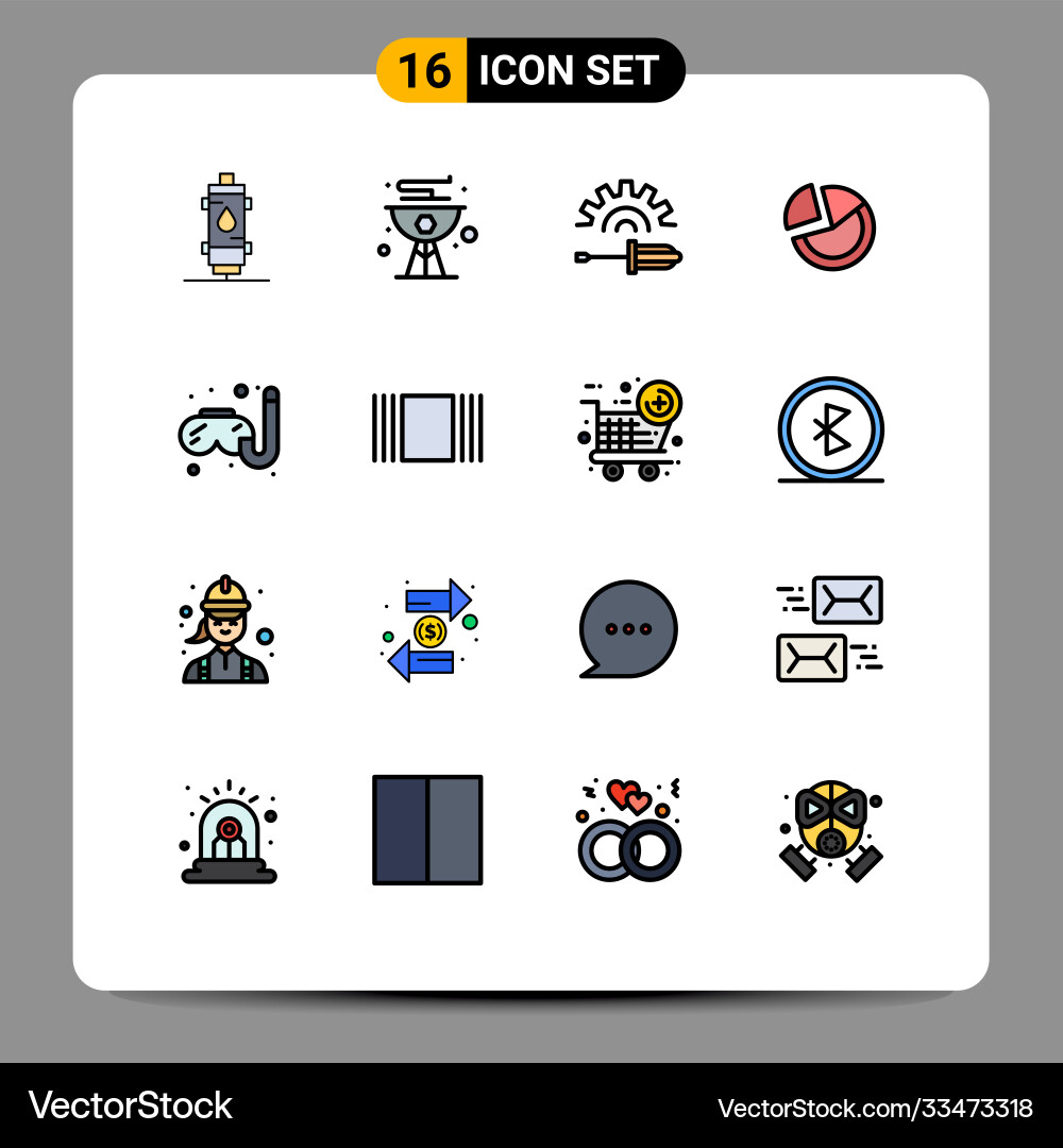 Mobile interface flat color filled line set 16 Vector Image