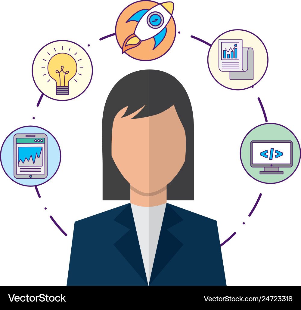 Portrait of woman coding programmer vector image
