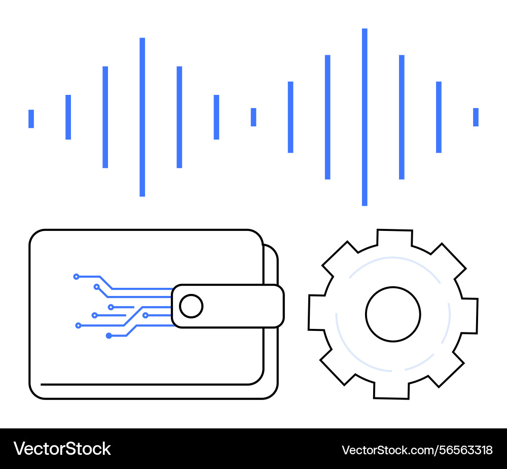Secure digital wallet with circuit design Secure digital wallet with circuit design vector image