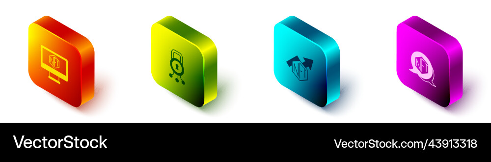 Set isometric monitor with art store app cyber Set isometric monitor with art store app cyber vector image