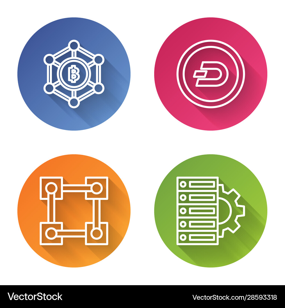 Set line blockchain technology bitcoin Set line blockchain technology bitcoin Vector Image