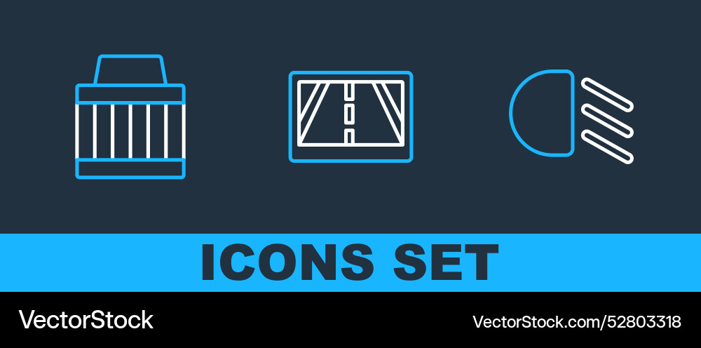 Set line high beam car air filter and gps device Set line high beam car air filter and gps device vector image