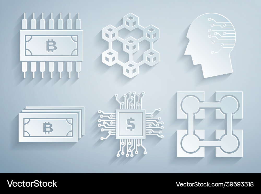 Set processor chip with dollar brain as digital Set processor chip with dollar brain as digital vector image