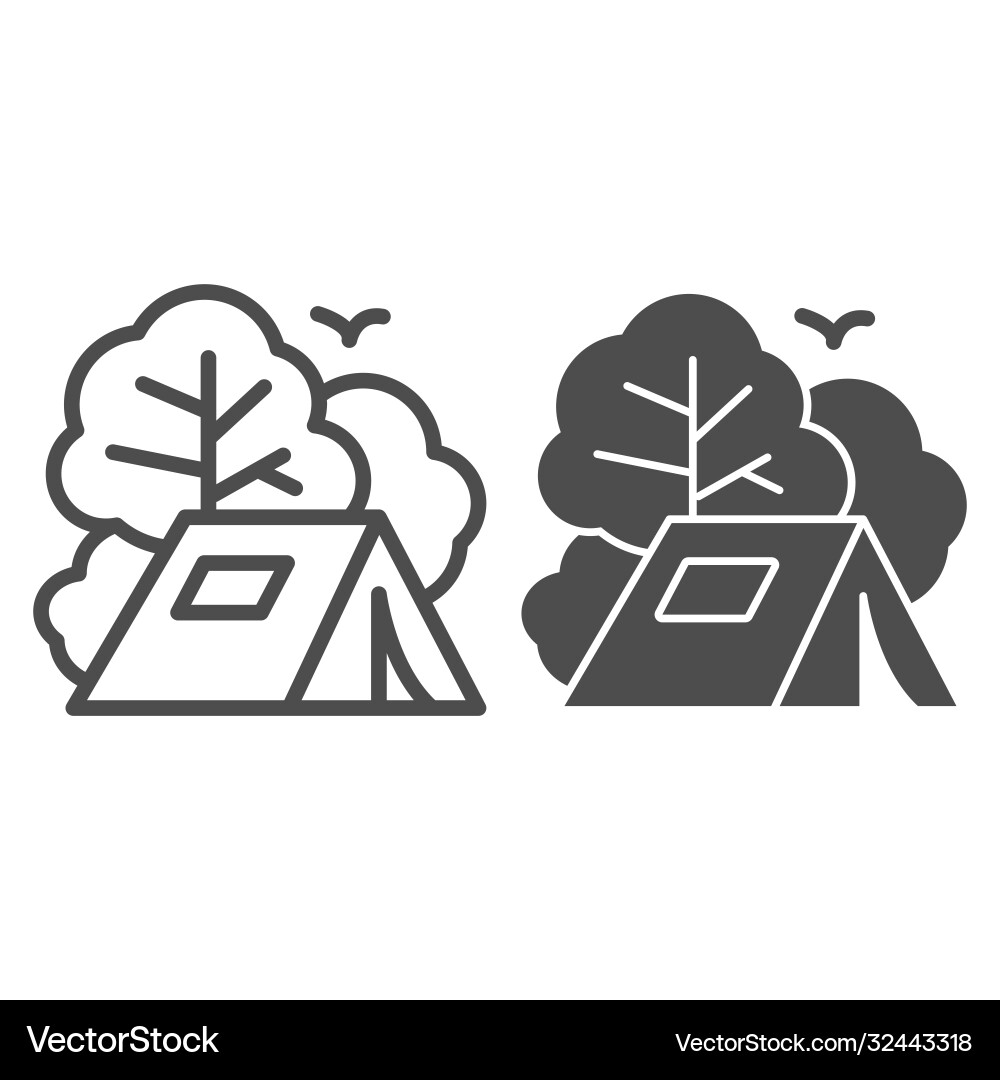 Tent line and solid icon travel concept tourist Tent line and solid icon travel concept tourist vector image