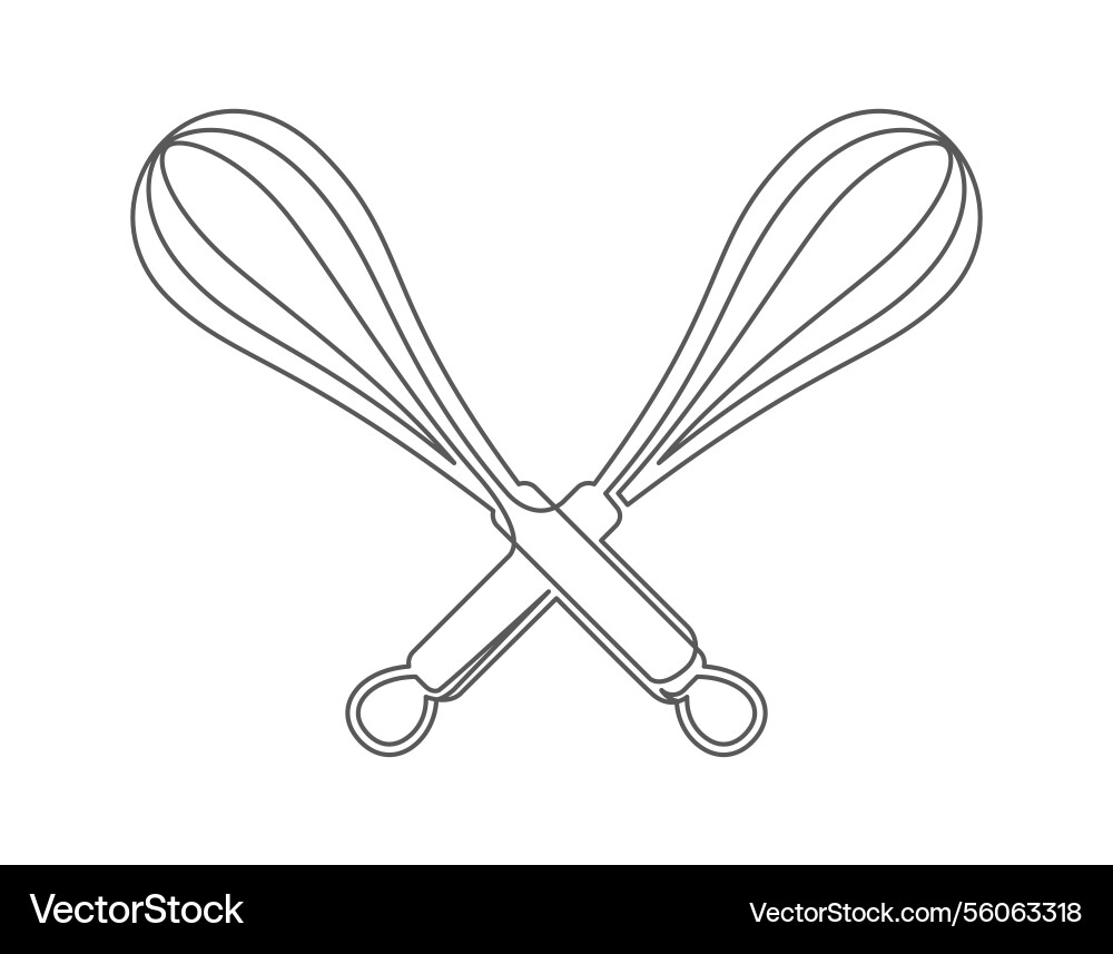 Whisks continuous one line icon isolated on white Vector Image