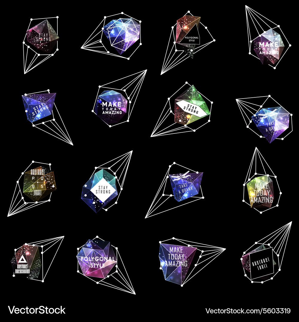 Abstract polygonal label design elements Vector Image