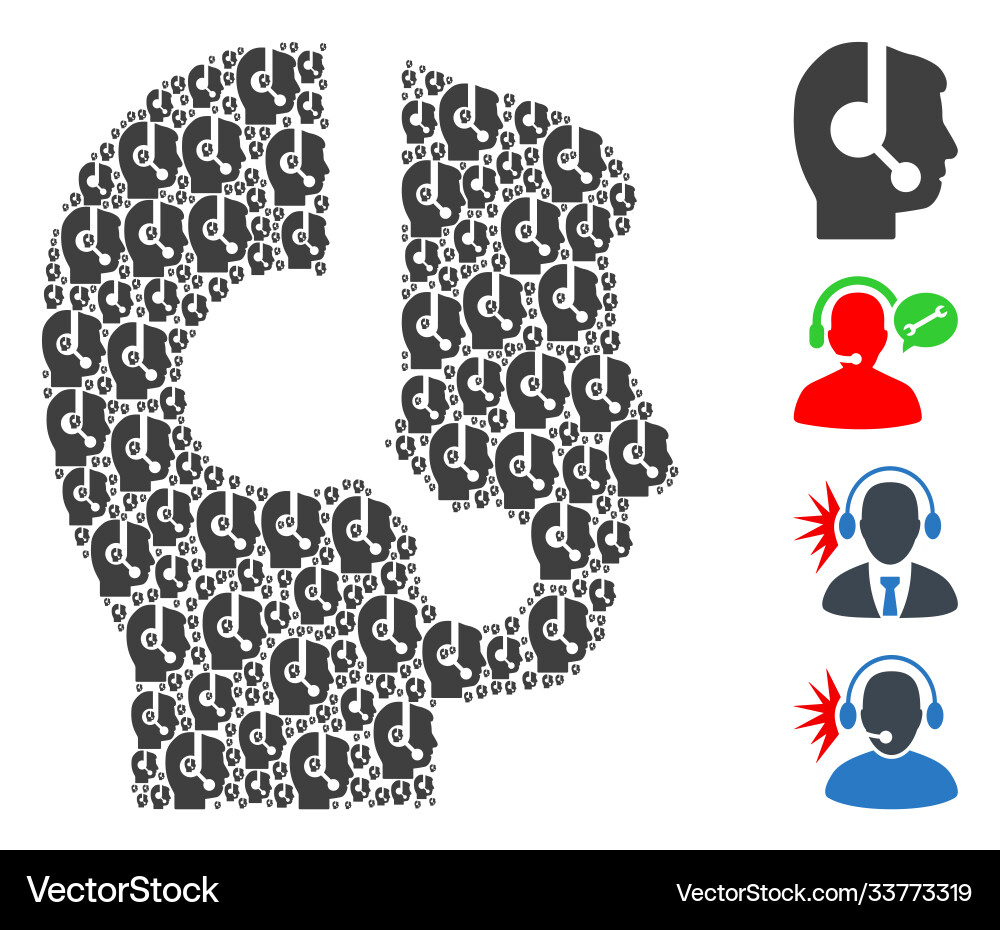 Call center operator recursive mosaic self Call center operator recursive mosaic self vector image