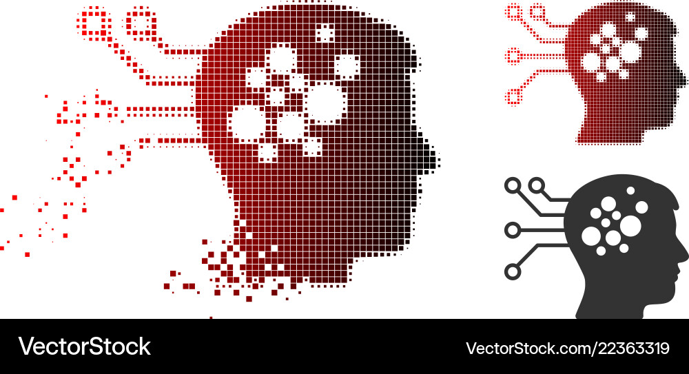 Disintegrating pixelated halftone neural computer Disintegrating pixelated halftone neural computer Vector Image
