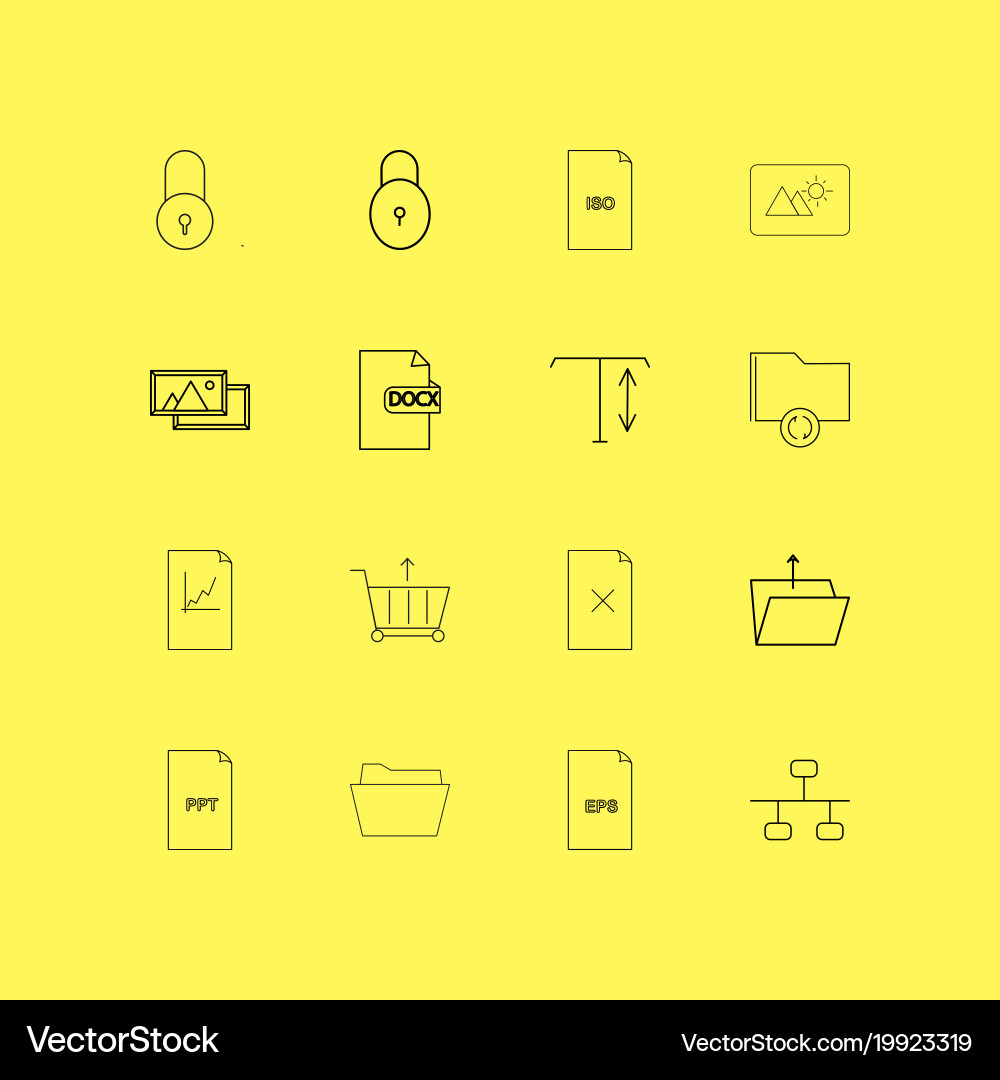 Files and folders linear icon set simple outline vector image