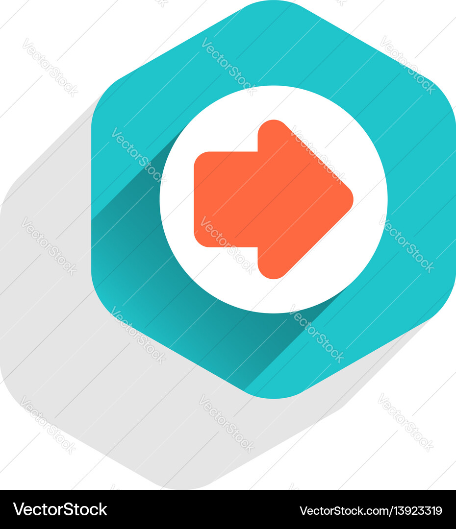 Flat arrow sign round icon hexagon button Flat arrow sign round icon hexagon button vector image