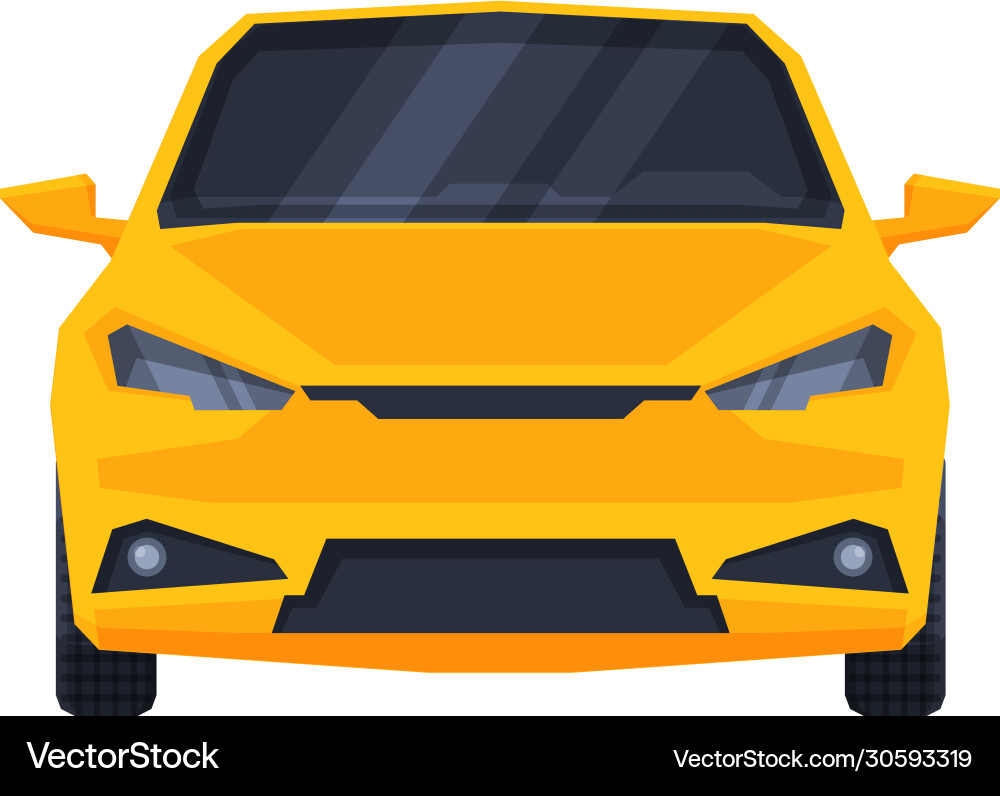 Front view yellow car urban city vehicle flat Front view yellow car urban city vehicle flat vector image