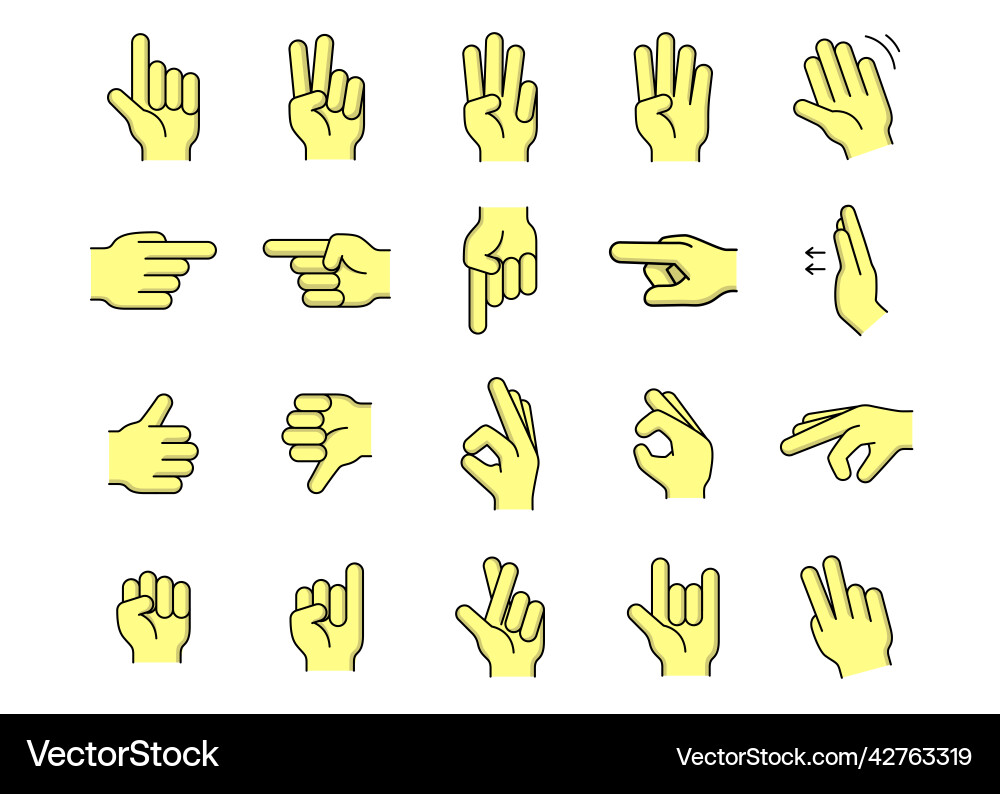 Hands gestures icon set design template Royalty Free Vector