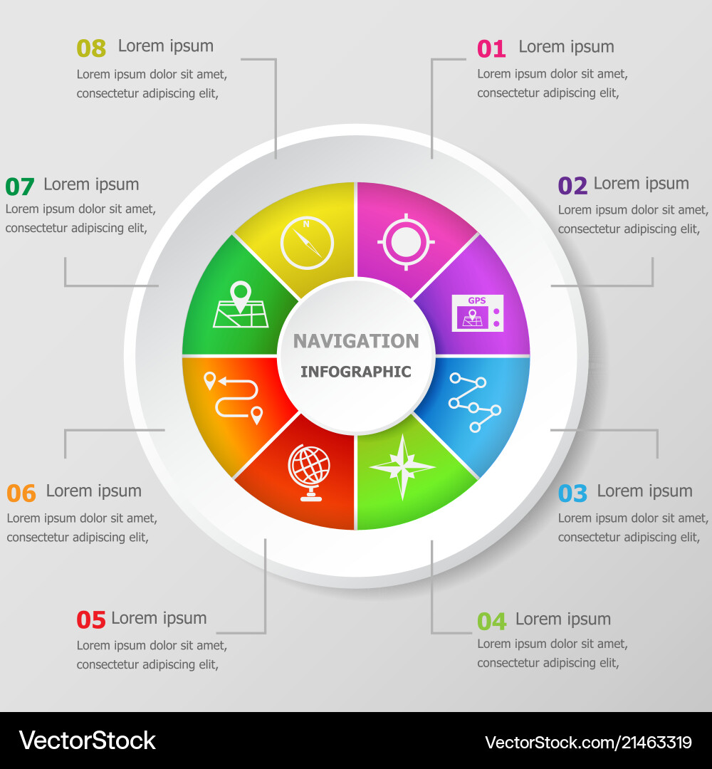 Infographic design template with navigation icons Vector Image