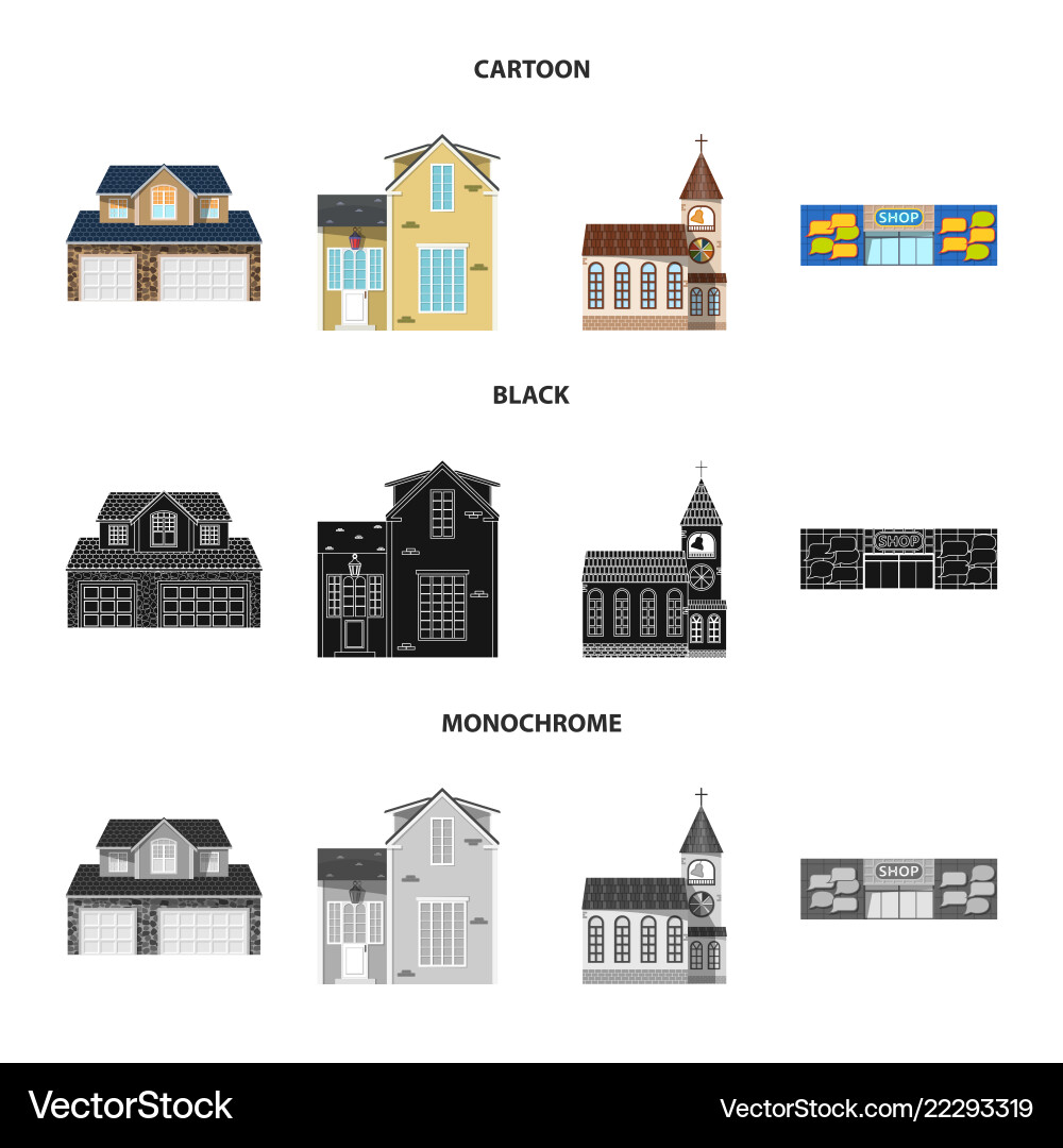 Isolated object of building and front logo set Isolated object of building and front logo set vector image