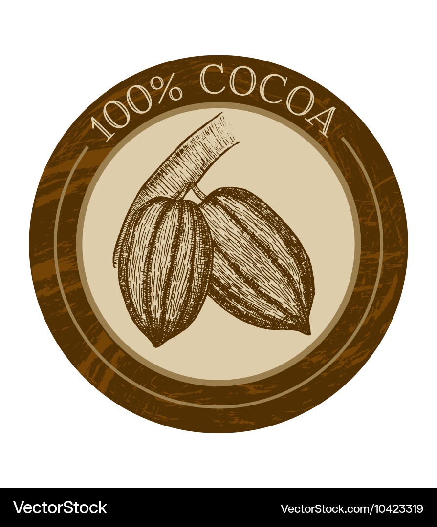 Label with cocoa beans Vector Image
