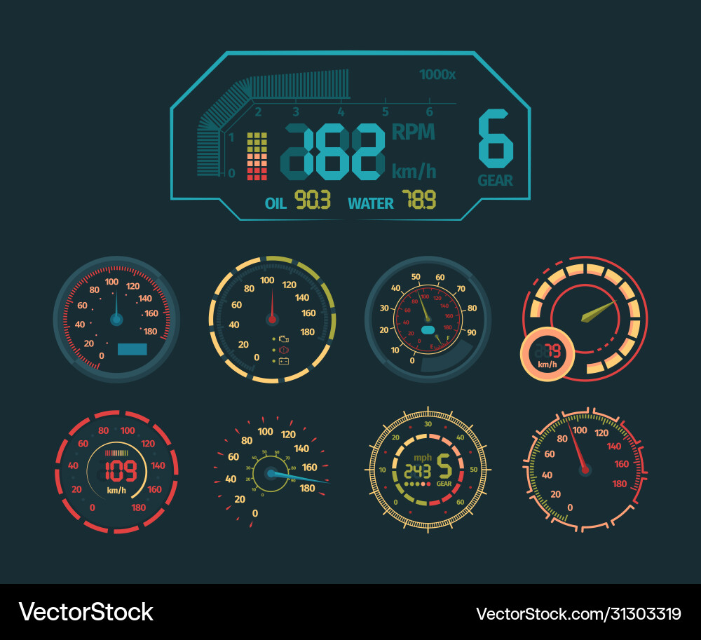 Neon Speedometer Dashboard Indicator vector image
