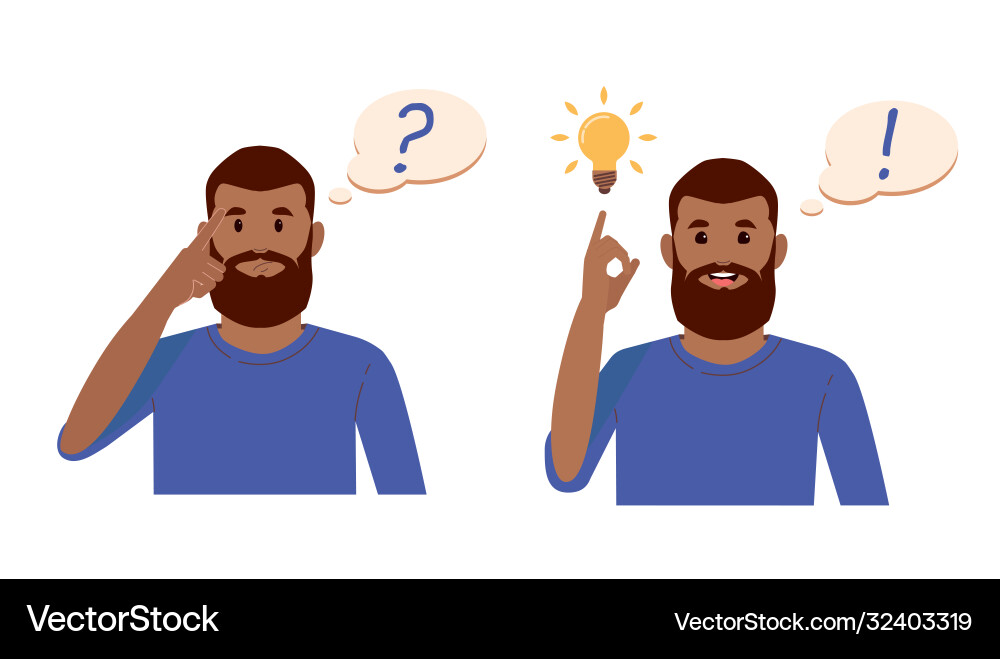 Problem solving concept black beard man thinks Problem solving concept black beard man thinks vector image