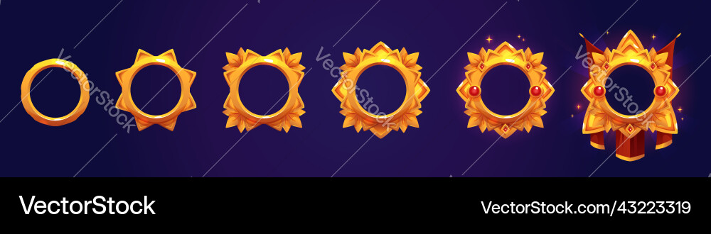 Rank frames ui game borders evolution set Rank frames ui game borders evolution set vector image