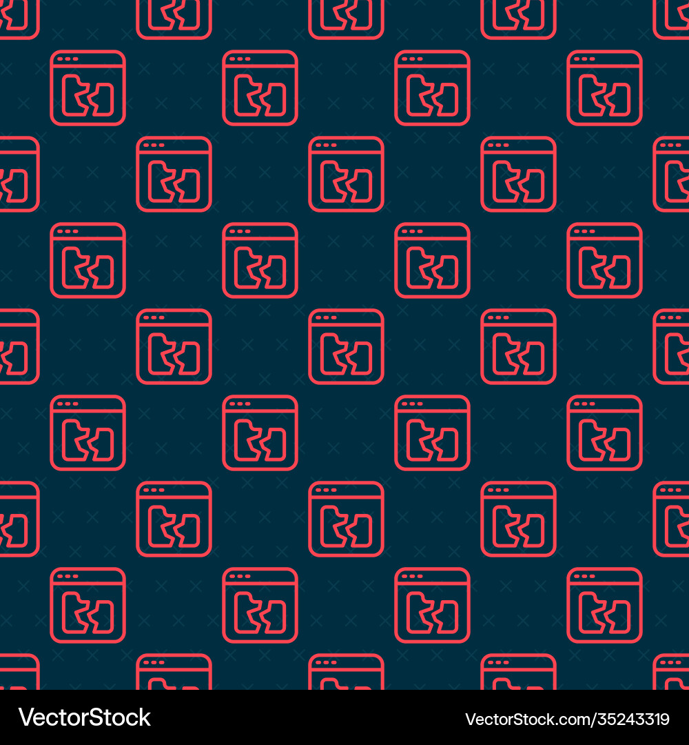 Red line broken file icon isolated seamless Vector Image
